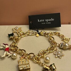 Kate Spade Gold Charm Bracelet with Colorful Accents